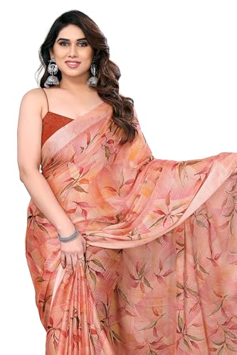 Image of MIRCHI FASHION Saree for Woman Chiffon Floral Printed | Lightweight All-Day Comfortable Women's Sari with Unstitched Blouse Piece (Available in 30 Colors)