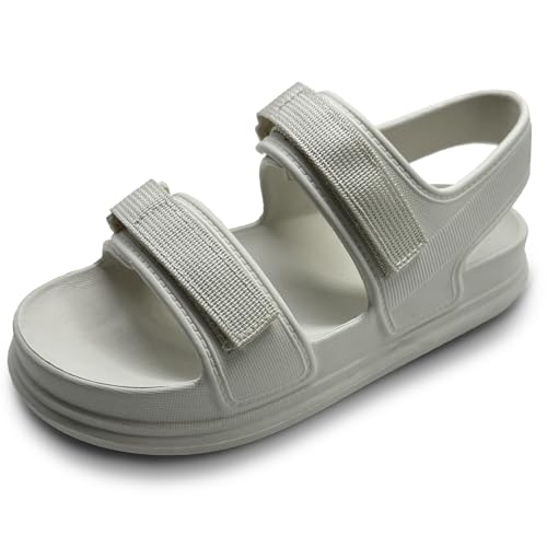 White Sandals Women Strap Sandals for Women Adjustable Buckle Slide Sandal Comfy Sandals for Women (White Adult Women 36 Numeric EU Footwear Size System Medium)