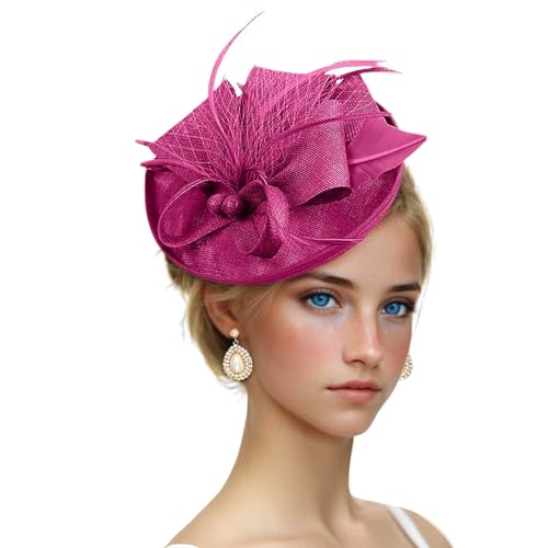 Chapeau bibi 2026 pour femme, vêtements de fête de thé, tenue, bandeau, chapeau d'église pour femme, rouge, taille unique