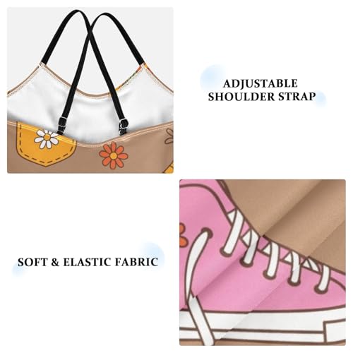 Girls One Piece Swimsuits Sneakers Roller Skates and Flowers Sport Halter Swimwear Beach Bathing Suit,7-8T3