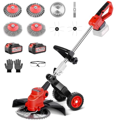 Akku Rasentrimmer Kompatibel mit 2 Akku, 5 IN 1 800W Rasentrimmer Akku inkl...
