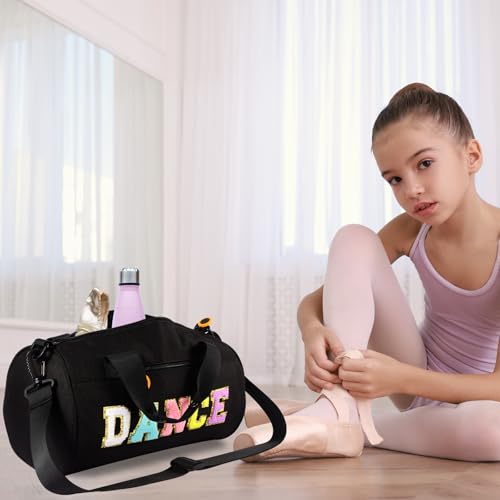 Image of Dance Bag for Girls Sport Gym Duffle Bags Overnight Travel Bags Fun Dance Workout Duffel Bag Toddler Cute Bag for Dancers, Girls, Teens, Student Athletes