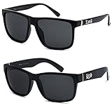LOCS Hardcore Shades 2 Pack CLASSIC LOCS Black Sunglasses | Mens Gangster Rectangular Cholo Lowrider Shades, 91055 + 91070