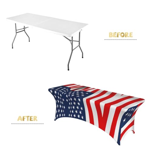 Housse de table extensible rectangulaire motif drapeau américain 1,8m - 5