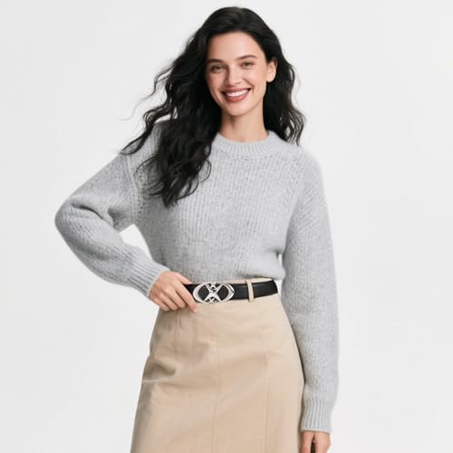Image of Aurolran Women's Leather Belt with Buckle - Ideal for Dresses, Jeans, and Coats