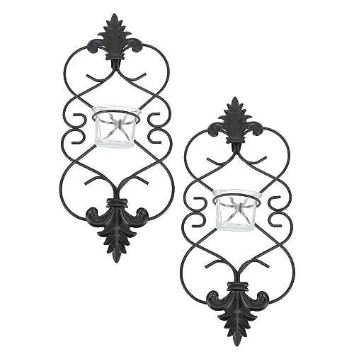 BEIJIALY 2PCS Wall Sconces Candle Holder, Iron Hanging Wall Candle Holders Decorative Candle Sconce for Home Decoration Weddings Events