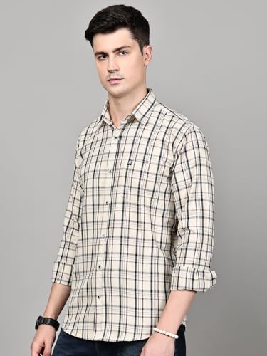 Image of Majestic Man Stylish Slim Fit Cotton Spread Collar Checked Casual Shirt for Men