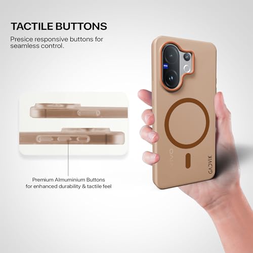 Image of Compatible for Vivo V60 5G Frosted Translucent Hard Back | Only Compatible with Wireless Magnetic Accessories | Thin and Slim Magnetic Back Cover (Brown)