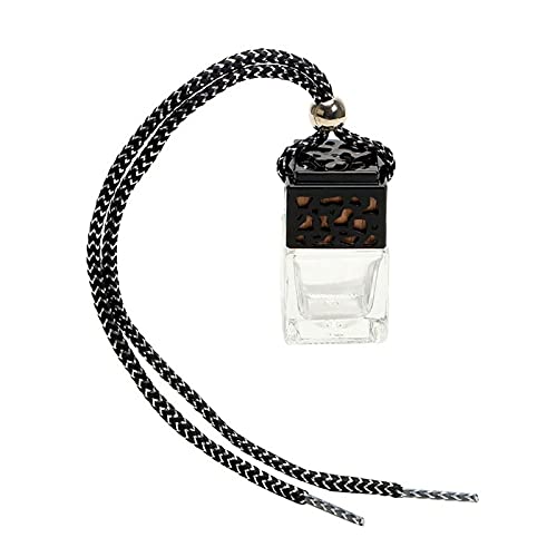 HshDUti Car Hanging Air Freshener Refillable Glass Bottle Empty Perfume Bottle Black