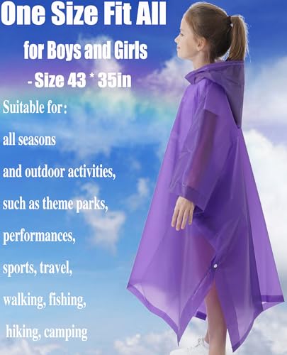 Image of Rain Poncho for Kids(2 Pack) Waterproof Reusable EVA Raincoat One Size Rain Jackets for Children,Boys and Girls