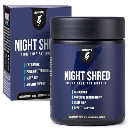InnoSupps Night Shred | Night Time Fat Burner and Natural Sleep Support | Ashwaganda, 5-HTP, CLA, Melatonin | Appetite Suppressant | Weight Loss Support (60 Vegetarian Capsules)