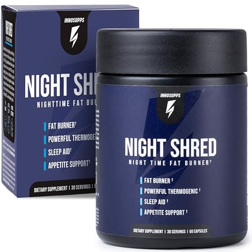 InnoSupps Night Shred Fat Burner and Natural Sleep Support | Ashwaganda, 5-HTP, CLA, Melatonin | Appetite Suppressant | Weight Loss Support Nighttime Fat Burning (60 Vegetarian Capsules)