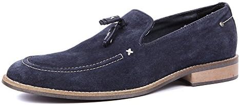 Aspele Mens Suede Tassel Casual Slip On Loafers in Black,Blue and Tan