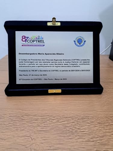 Placa de Homenagem em Aço Escovado, 15x10cm, com Estojo em Veludo Azul Luxo, Moldura em Alumínio