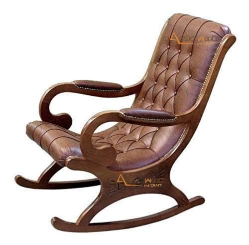 Image of CLASSIC WOOD & CRAFT Wooden Rocking Chair with Sheesham Wood, Rolling and Easy Seating (Model-LB-2)