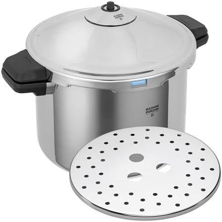 Kuhn Rikon DUROMATIC® Pressure Cooker 11” 8.45 qt family of 6 wide base for better braising, Stainless