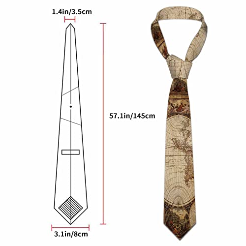 Yakuna Old Map Men's Neckties Retro World Antique Global Men's Neckties Festival Gift For Boys Teens Men #TOP1