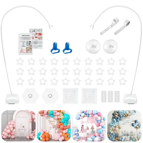 Reusable Balloon Arch Kit - Free Bending Shape 8.2ft-5ft Adjustable Balloon Arch Stand with Base and Durable Fibre Poles Balloon Hoop Frame for Wedding Graduation Birthday Party Christmas Decorations