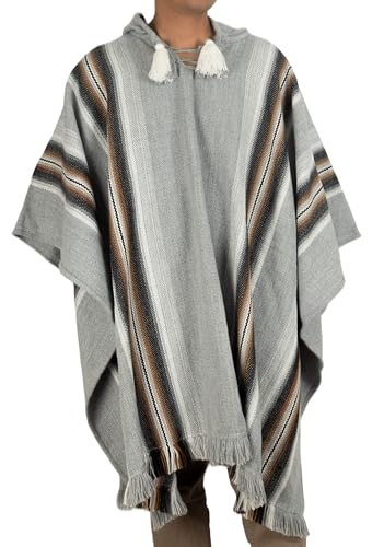 DILUKA Poncho en alpaga beige pour homme – Poncho en laine fait à la main au Pérou, design traditionnel Andes Inca, doux, chaud et respirant, fibre...