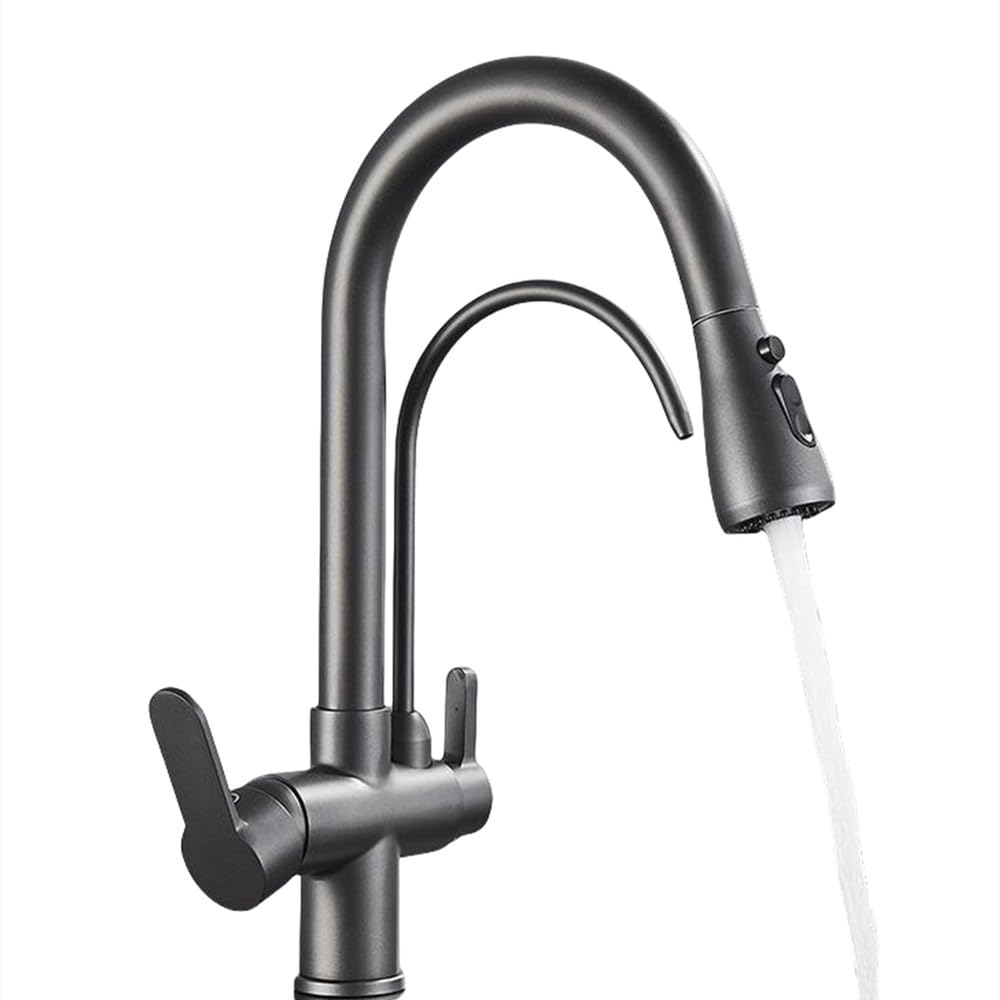 Robinet eau potable rotatif 360 mitigeur eau filtrée laiton antique gris