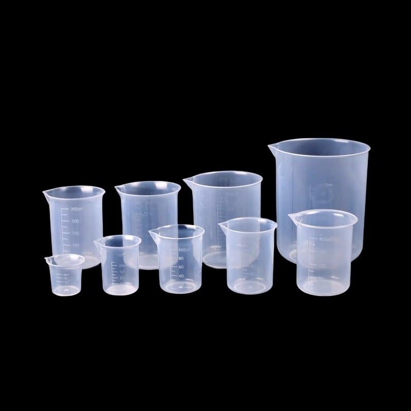 Plastic Measuring Cup PP Beaker Clear PP Cylinder Baking Kitchen Tool with Scale Capacity 25 50 100 150 200 250 300 500 1000ml(100ml10 Pieces)
