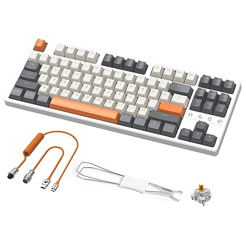 Image of Wireless Gaming Keyboard and Wrist Rest Pad and Custom Coiled USB C Cable,Triple Mode TKL Hot Swappable Tactile Switches,LIGHTSYNC RGB,Mechanical Keyboard Palm Rest for PC PS5 PS4 Xbox Mac-3 in 1 Kit