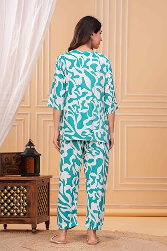 Image of Women's Printed Night Suit Set Pajama with Top Lightweight Soft & Comfy Sleepwear for Girls & Women