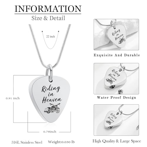 zeqingjw Urn Necklace for Ashes Motorcycle Cremation Urn Pendant Riding in Heaven Memorial Ash Keepsake Cremation Jewelry for Men Women2