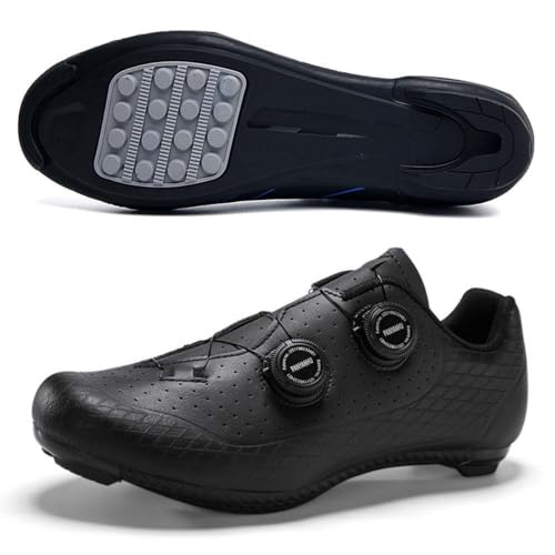 TvzsiY Zapatilla de Ciclismo Sin Calas para Hombre Zapatos Bicicleta de Carretera Exterior Antideslizantes para Exterior Montaña,Negro,39 EU