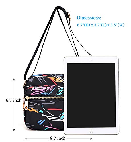 Collsants Small Nylon Purse Mini Crossbody Bag Travel Shoulder Bag Multi Zipper Pockets4