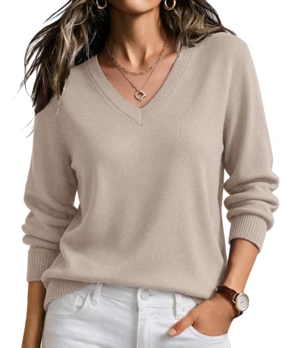 Womens Sweaters V Neck Ladies Tops Business Casual Outfits Fall Clothes A L - image 1
