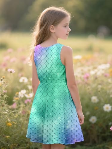 Sleeveless Summer Dress for Girls, Tropical Print Beach Vacation Sundress for Party and Birthday Gift2