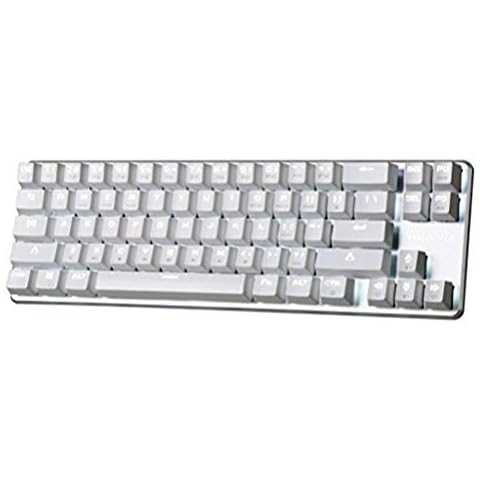 Gaming Keyboard Mechanical Backlit Wired Mechanical Keyboard Cherry MX Brown Switch 68-Keys Mini Design (60%) Cable White by Qisan Cover