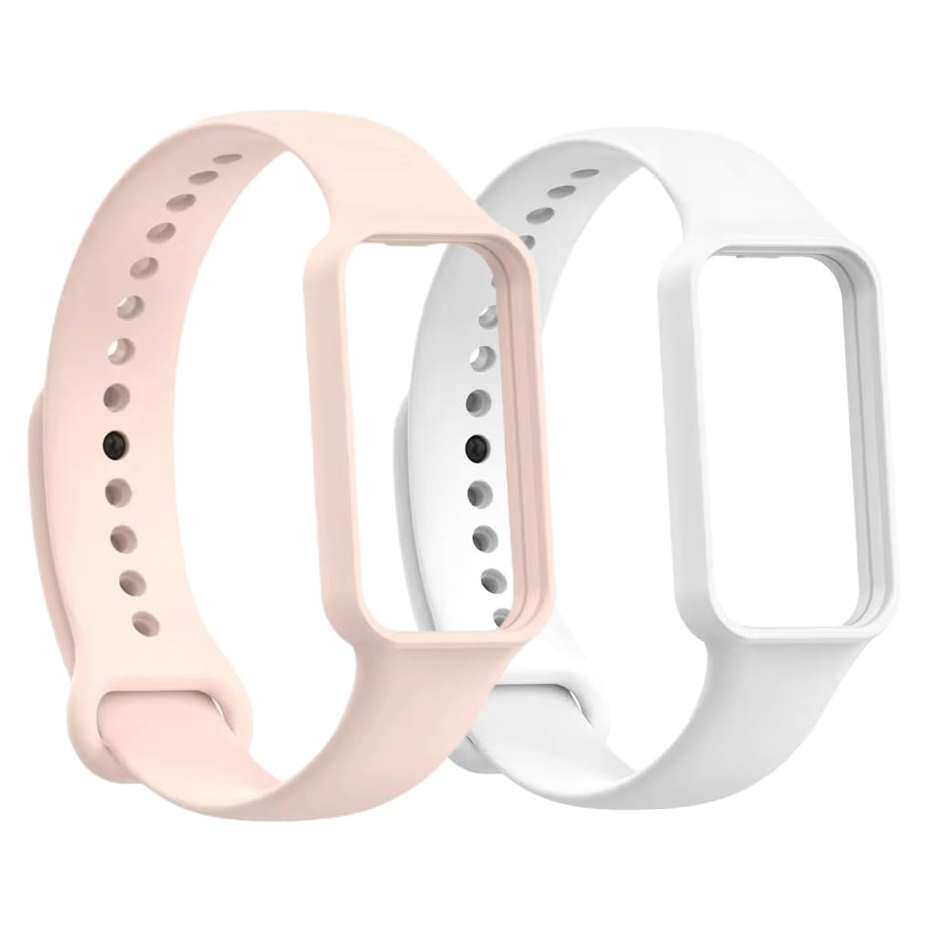 Valentestore Premium Silicone Waterproof Replacement Watch Bands for Amazfit Band 7 (Pack Of 2) (Peach & White) (B0D5XXHNV3) Amazon Price History, Amazon Price Tracker