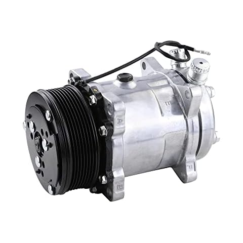 ACTECmax Universal A/C Compressor with PV8 Clutch SD 508 5H14 R134A 12V Serpentine Belt Type Cover