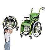 Manuell klappbarer Kinder-Kinderrollstuhl - Rehabilitation von Kinderrollstühlen bei Zerebralparese Ultraleichtes Gewicht faltbar - Behindertenhilfe Kinderstühle für besondere Bedürfnisse - Grün