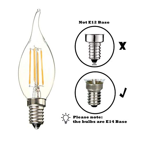 E14 Base Led Light Bulbs 4W C35 Antique Candelabra Filament Candle Lamp Bulb, Energy Saving Warm White 2700K Vintage Style Flame Shape Bent Tip Bulb, 40W Incandescent Bulb Equivalent (10 Pack)) #TOP3