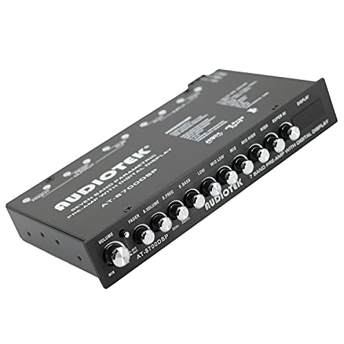 Audiotek 8700Dsp 1/2 Din 7 Band Car Audio Equalizer Eq Front, Rear + Sub Output, Up To 7V Rms Of Output, Gold-Plated Rca Connectors For Best Audio Output For Car, Boat, Rv, Rtv, Motorcycle #TOP1