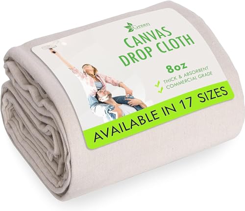 All Purpose Canvas Drop Cloth - Canvas Tarp, Canvas Fabric Drop Cloth Curtains, Drop Cloth for Painting, Floor & Furniture Protection, Painters Drop Cloth, Paint Drop Cloth (Canvas Sheet 4x25)