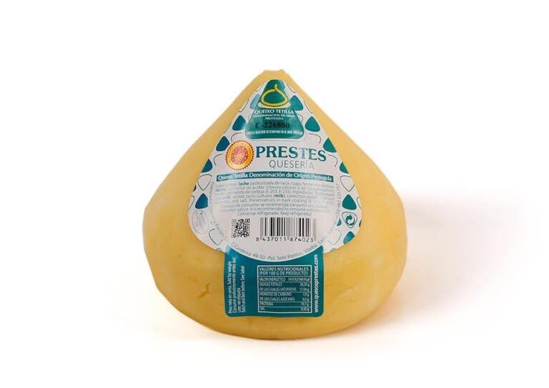 Queso Tetilla D.O.P., Queso Gallego Tradicional, Sabor Lácteo Suave, Textura Cremosa, Forma Cónica, Elaborado con Leche de Vaca