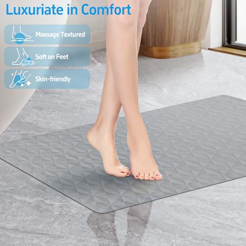WRISIN Non Slip Bathtub Mat for Bath Tub Shower - Natural Rubber Mat with 241 Suction Cups - Soft Bathroom Safety Mat - Unique Diamond Pattern - Fatigue Relief - Machine Washable - 16 × 28 Inch