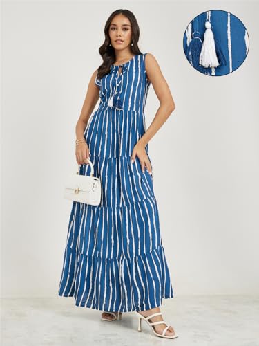 Image of Styli Women's Polyester A-Line Maxi Dress (7007488203 Blue