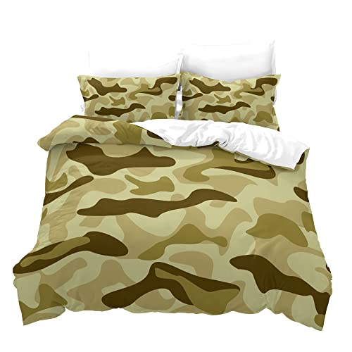 Housse de couette camouflage 135x200 jaune en microfibre ultra douce 3 pcs - 2
