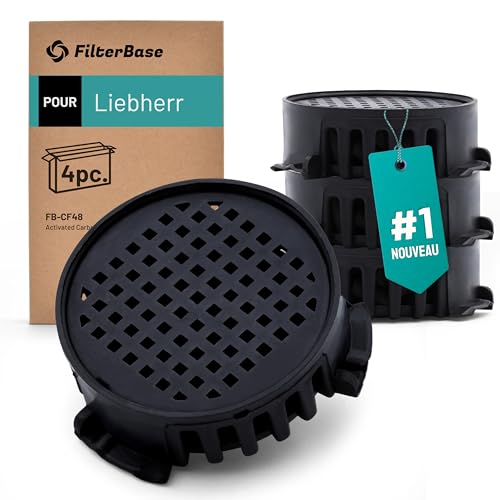 FilterBase® Filtre à charbon actif 4 pièces adapté à Liebherr 9096342, 9881116, 7440006, 9882304 et Miele 10806820 Réfrigérateur Filtre