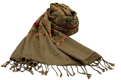 Étole laine SHANKARA anti-froid écharpe légère et chaude fleurs N6