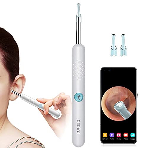 Image of Ear Wax Removal Tool Otoscope, Bebird R1 Wireless 1080P HD Safe Smart Visual Ear Wax Removal with Camera, Work with iPhone & Android in Home Ear Wax Remover Kit for Children, Adults&Pets (White)