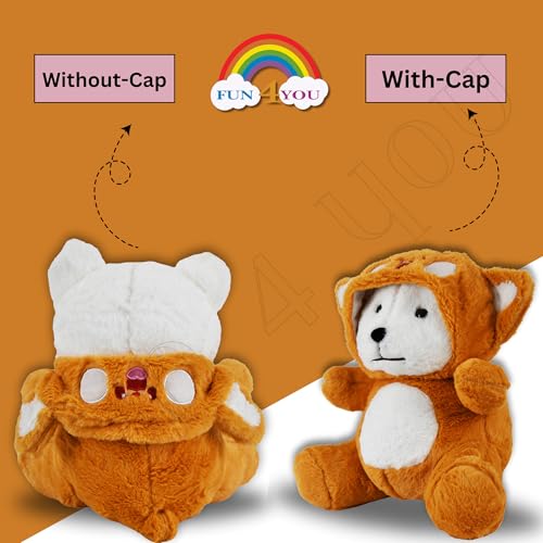 Image of Fun4you Hudded Teddy Bear 50 cm (Light Brown) - Soft Plush Toy for Baby Girls & Boys, Huggable Stuffed Teddy Bear Birthday, Baby Shower Gift for Girlfriend, Kids, Girls Age 2-10