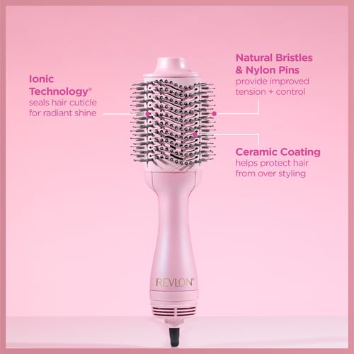 Image of REVLON One-Step Volumizer Hair Dryer and Styler for Easy Salon-Style Blowouts, Revlon Blow Dry Brush for All Hair Types and Lengths, 10th Anniversary Pink Fizz (Limited Edition)