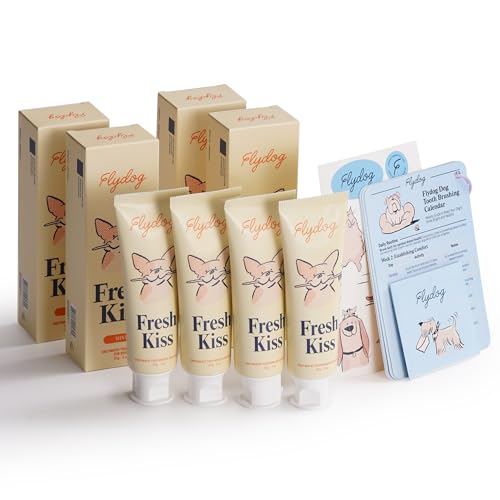 Image of Fresh Kiss Enzymatic Dog Toothpaste All Flavors Set - Vet Approved Organic Fomula, Tartar Remover for Dogs, with Toothbrushing Calendar & Guide, Chicken & Coconut & Mint & Peanut Butter