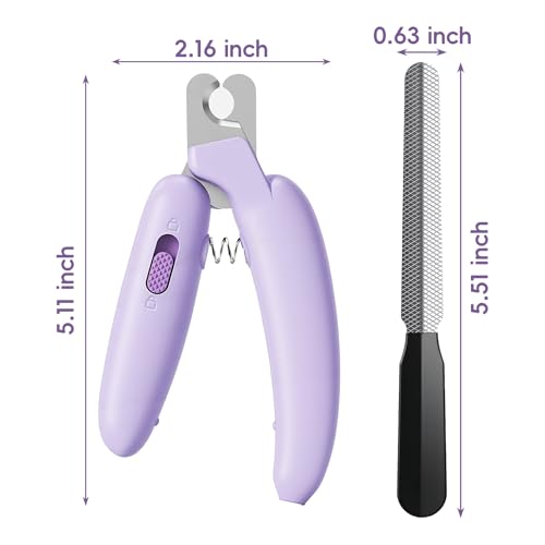 Dog Nail Clippers,Dog Nail Trimmers for Small Medium Dogs and Cats - Professional Grooming Tool with Safety Lock, Sharp Stainless Steel Blade Prevents Splitting,Includes Nail File (Purple-mini) - Image 4